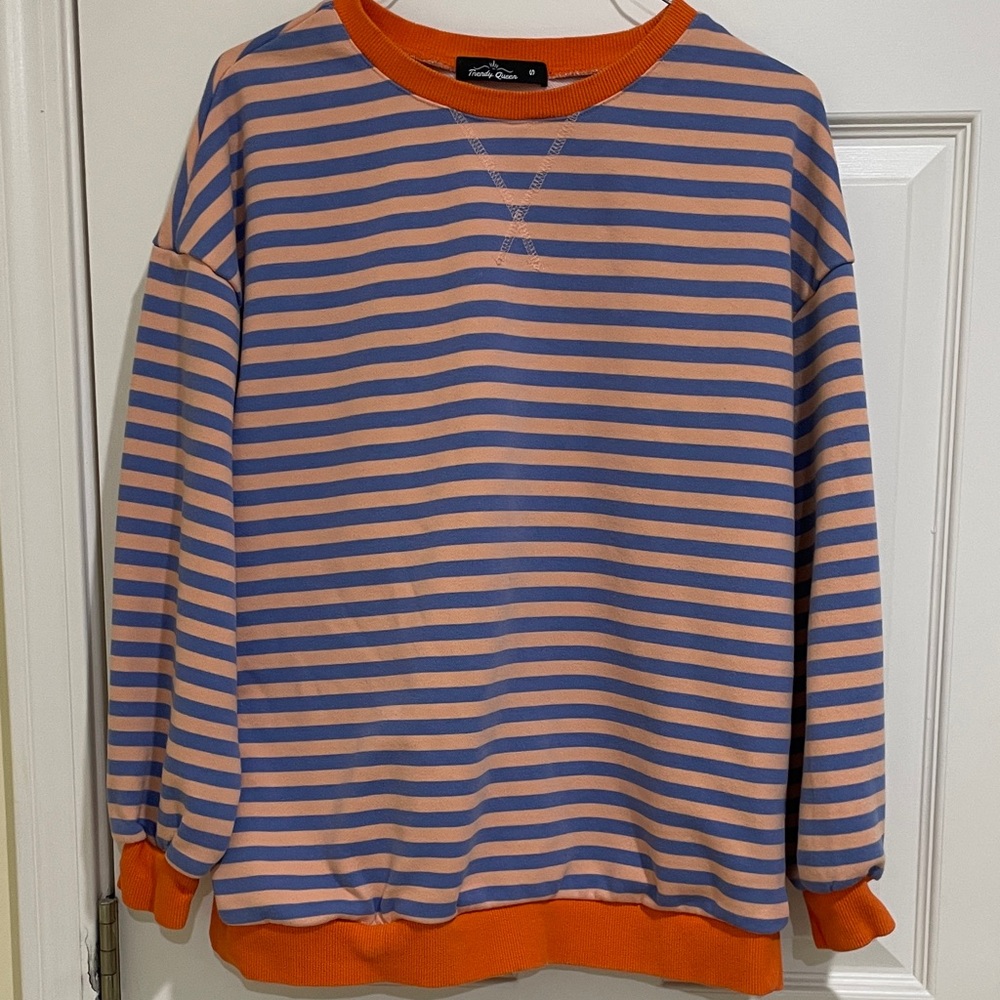 Striped Orange and Blue tunic sweatshirt ladies